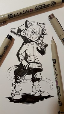 Illustration manga au crayon Pigma